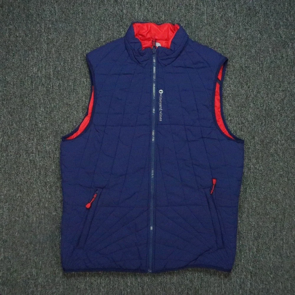 Vineyard Vines Vest Mens Small Blue Red Spinnaker Full Zip Reversible‎ Preppy